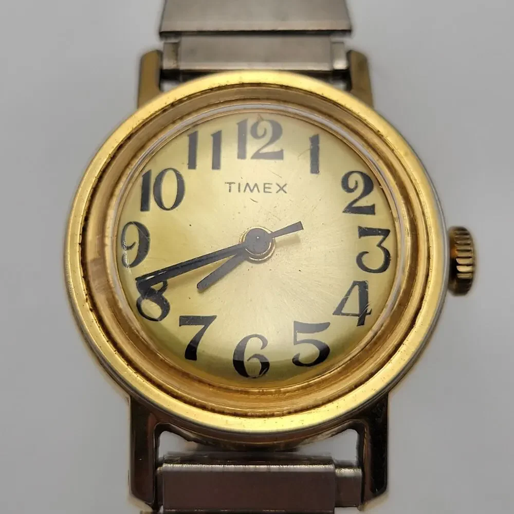 1977 Timex Gold Two Tone Wind-up Analog Women's Watch For Repair Or Parts Only